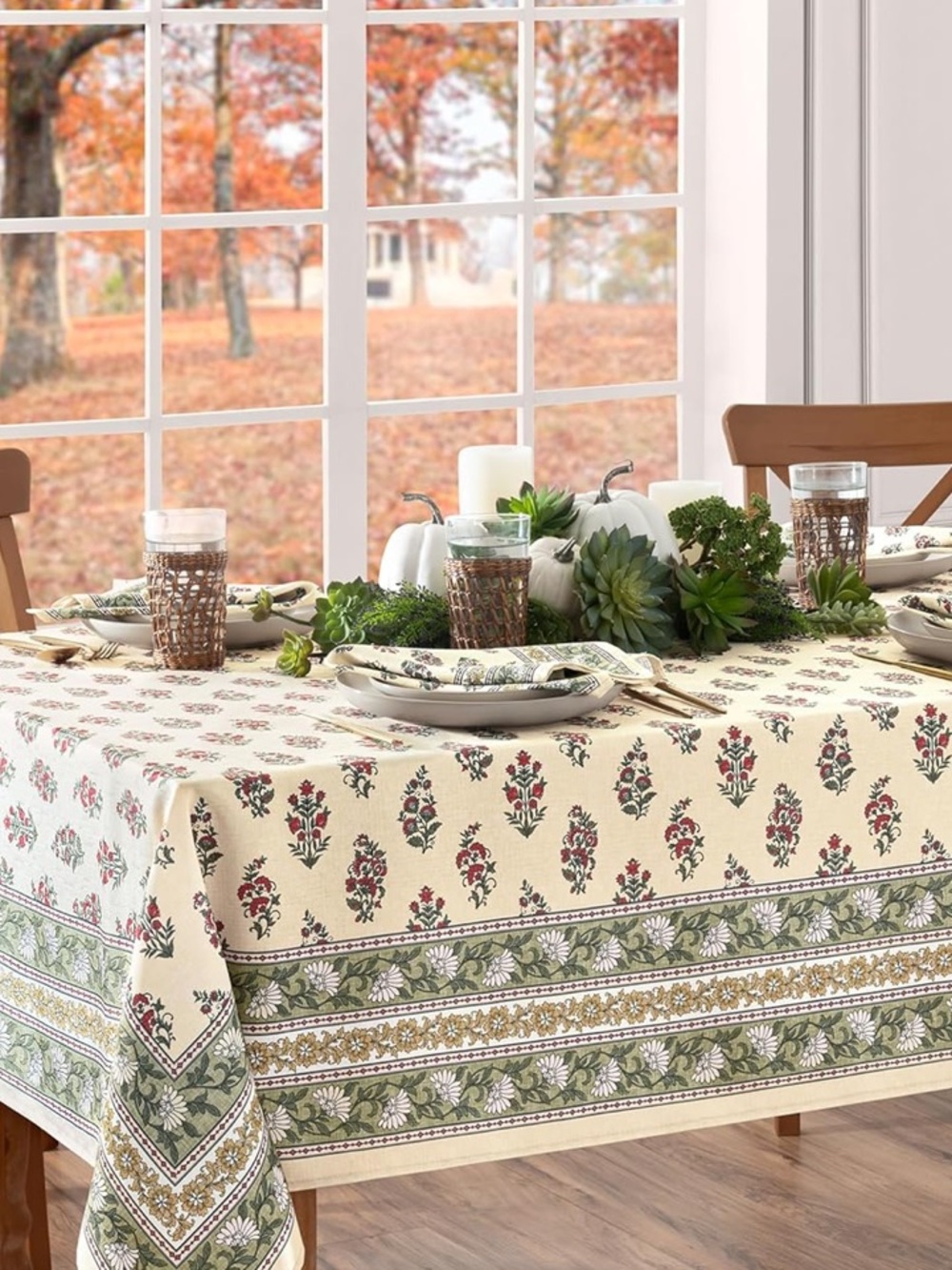 NWT ✨ 60x84 oblong Floral Medallion Cotton Tablecloth nomad harvest block